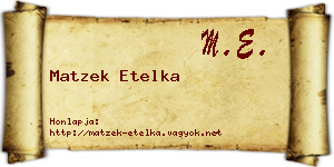Matzek Etelka névjegykártya